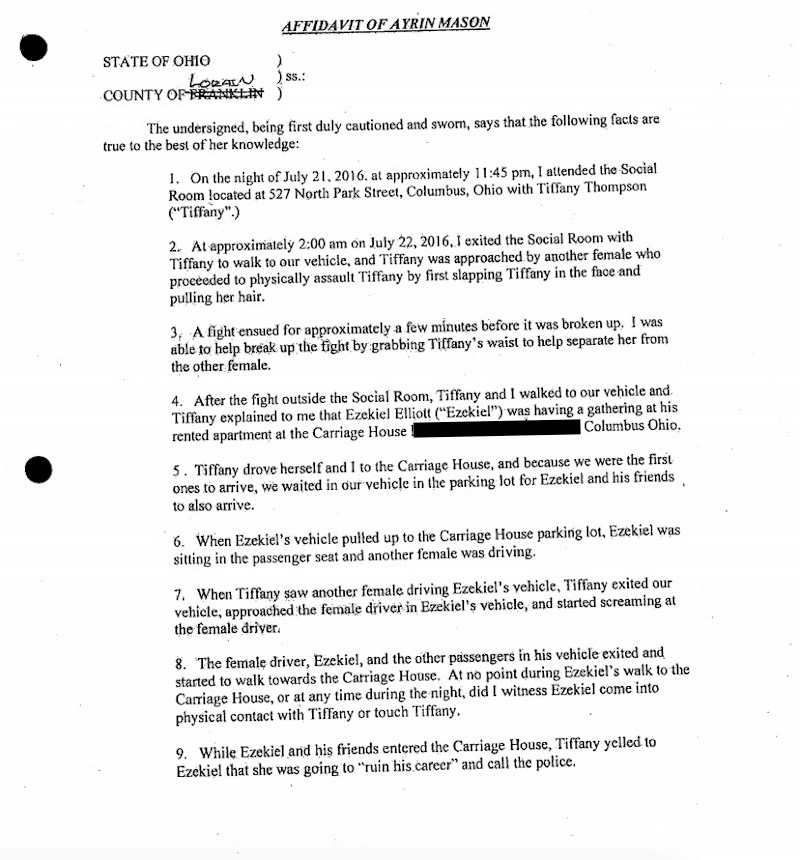 Illustration for article titled Witness Claims Ezekiel Elliott's Girlfriend Asked Her To Lie To Police